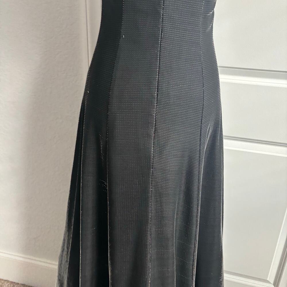 VTG Night Way Collections Metallic Black Ball Gown Dress 4 Spaghetti Strap - Picture 6 of 16